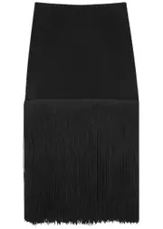 Norma Kamali Fringe-trimmed Midi Skirt - Black - S (UK8-10 / S) S (UK8-10 / S)