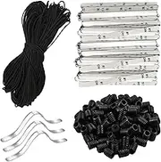 WedDecor 54 Yard Black Elastic Band String Cords with 100 Pieces Silicone Cord Locks Toggles Spiral and 100 Pieces Adjustable Nose Strip Wire for Sewing Crafts DIY Accessories