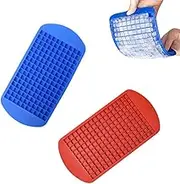 Silicone Mini Ice Cube Tray 2 Pieces, Easy Release Ice Cube Molds for Drinks, Coffee, Reusable (Red and Blue)