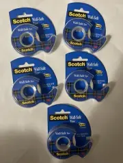 5x 3M Scotch Wall Safe Tape Dispenser .75 in x 650 in (18 YD) Transparent New