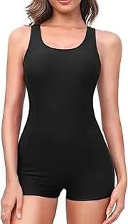 [Holipick] Women One Piece Swimsuits Boy Shorts Bathing Suit Teen Girls Athletic Boyleg Swimwear