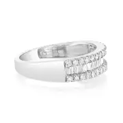 Luminesce Lab Grown 9ct White Gold 1/2 Carat Diamond Channel Set Ring with Baguette and Round Brilliant Diamonds, M