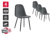 Set of 4 Ovela Lucas Dining Chairs (Charcoal)