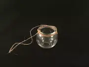 Small Clear Glass Hanging Votive Candle Holder Ornament Round Sphere with String