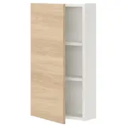 ENHET wall cb w 2 shlvs/door, white/oak effect, 40x17x75 cm