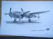 LOCKHEED P-38J LIGHTNING SKETCH / DRAWING