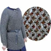 Medieval Chainmail Hauberk Aluminum Riveted Chain mail Reenactment LARP Armor