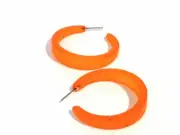 Orange Lola Tapered Frosted Vintage Lucite Hoop Earrings