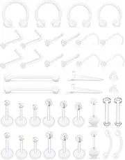 [Prjndjw] Clear Piercing Retainers for Sports Set Silicone Plastic Nose Rings tragus conch cartilage Earrings Horseshoe Ring Monroe Medusa Lip Rings Stud Labret Piercing Jewelry for Work Surgery
