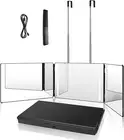 LED 3-Way Mirror w/ Adjustable Lighting 360° for Hair Cutting, Shaving, Styling