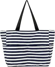 [NIPUAEGO] Women Beach Bag, Lightweight Large Water Resistant Sandproof Beach Bag for Travel Pool Shopping Holiday Gym 44x37x16cm Blue