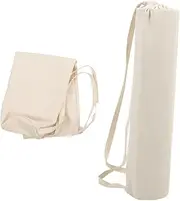 GOOHOCHY Yoga Mat Tote Pilates Bag Sports Bag Storage Pocket Canvas Mat Storage Dual Shoulder Straps for Yoga Gym and Travel