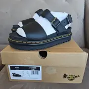 Dr. Martens Women's Voss Platform Ankle Strap Leather Sandals, Black, 8 M US NEW