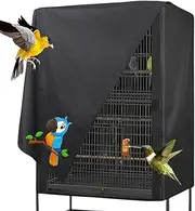 Bird Cage Cover - Rainproof Cover | Black Color Waterproof Protector for Parrot House, Creative Parrot Pattern Sunshade Lockup Cloth Portable for Small Animals, Parakeet, Cats