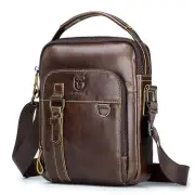 BULLCAPTAIN Genuine Leather Men's Shoulder Bag Small Handbag Fashion Crossbody Bag for Men Daily Casual Travel Messenger
