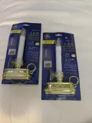 Set 2 GE Flickering LED Window Candle w/Timer 8.25" Cool Burn Long Battery