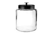 Anchor Hocking 7.5L Stackable Glass Jar Food Container Organiser w Black Lid