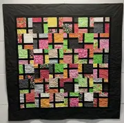 Bright & Colorful Broken Window Pane Quilt Hand Made - 57 1/2” x 5 1/2” (32)