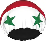 Flag Of The Syrian Arab Republic Print Shower Cap For Women Men Reusable Lightweight Soft Bath Hair Cap With Elastic Band