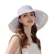 Nevenka Sun Hats UV Protection Wide Brim Foldable Beach Hats with Windproof Tether-Purple