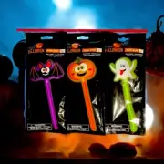Happy Halloween Glow Wand Set Of 3 Glow Sticks W/ Topper Brand New!