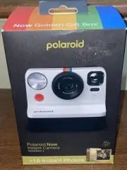 Polaroid NOW Gen 2 Instant Camera Golden Gift Box Bundle - Black/White + 16 Pics