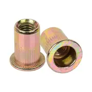 M3 Rivet Nuts Metric Nutserts, Zinc Plated,Nut Bolt Flange Blind Head Threaded Rivetnut Insert Kit Flat Nutsert Rivnut Tool Rivets Gun Sunk