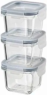 [IKEA] 365+ Small Food Container Box with Lid, Square/Glass 180ml, Set of 3