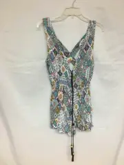 Red Carter Lace Up Front Romper Cover Up RCF1316C86 White Multi NWT