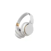 Bluetooth Over Ear Headphone Wireless Gaming Headset Foldable Stereo Adjustable Earphones With Mic Soft Earmuffs-White