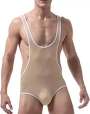 Men's Wrestling Singlets Athletic Supporters Sport Bodysuit One Piece Sleeveless Jumpsuits Slimming Compression Training Wrestling Weightlifting (Color : Skin1, Size : XL)