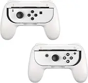 ZONEY Grips Compatible with Nintendo Switch Joy-Con&Switch OLED Model, Wear-resistant Handle Kit Gamepad Replacement for Nintendo Switch Joy Cons &Switch OLED Model for Controller (White)