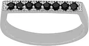 [Shine Jewel] 2.5 mm Black Spinel 925 Sterling Silver Stackable Stacking Women Wedding D Shape Ring