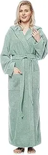 [Arus] Women's Bathrobe with Hood, Calf Length or Ankle Length, 100% Cotton (380 g/m²) Terry Towelling Oeko-Tex® Certified