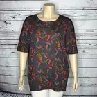 LuLaRoe NWT Sz XL Teal Leaf - Floral Print Mid Length Sleeve Irma Tunic Knit Top