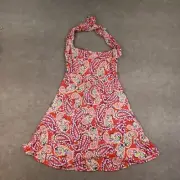 NWT Boden Dress Womens Size 10R Red Paisley Lilah Multi-Way Strapless Halter