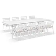 Kansas Outdoor Ceramic 3m Aluminium Dining Table with 10 Chairs Setting in Sunbrella - Outdoor Aluminium Dining Settings