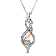 Natural Diamond Accent Infinity Twist Pendant in Sterling Silver and 10K Rose Gold