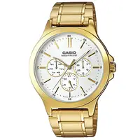 在飛比找蝦皮商城優惠-【CASIO】卡西歐三環石英鋼帶男錶-金 MTP-V300G