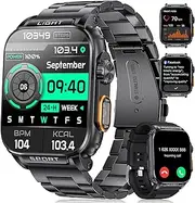 Smart Watches for Men with Strong Flashlight, 500mAh Big Battery, 1.91inch Large Screen(Answer/Make Call)5ATM Waterproof Pedometer/Calories/Heart Rate Android iOS Military Smartwatch for Men