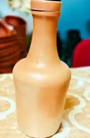 Handmade Clay Water bottle Healthy cool Decanter Eco friendly For Office/Home.