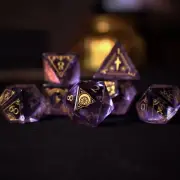 Fabled Mark Purple Glass Dice Set Brand New
