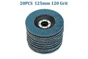 20PCS 5" 125MM Angle Grinder Flap Sanding Disc 120 Grit Grinding Wheel