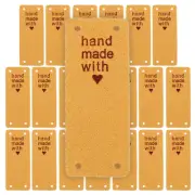 20pcs Handmade PU Leather Label Sew on Embossed Tag Embellishment Orange