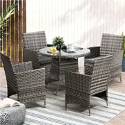 Livsip Outdoor Dining Set Dining Table Chairs Patio Furniture 5-pc Dining Table & Chairs Set-Grey