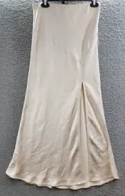 Aqua Side-Slit Knit Maxi Skirt Women's S Oyster Elasticized Waist Pull-on Style