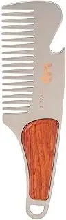 Men Beard Comb, Beard Grooming Comb, Multifunctional Beard Comb, Stainless Steel Mustache Comb, Sandalwood Pocket Moustache Comb, for Home Hair Salon