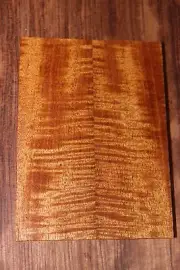 Curly / flame mahogany knife scale, gun grip. Tight figure 5.5 X 2 X 3/8"