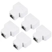 RJ45 Coupler Inline Connector 1 to 2 Splitter Cat7 Cat6 37x44x21mm White 5Pcs