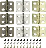 SING F LTD 120x Mini Hinges Retro Butt Hinges for Wooden Jewelry Box Silver Toy Doll House Small Cabinet Gold Bronze 13x12mm with Screws